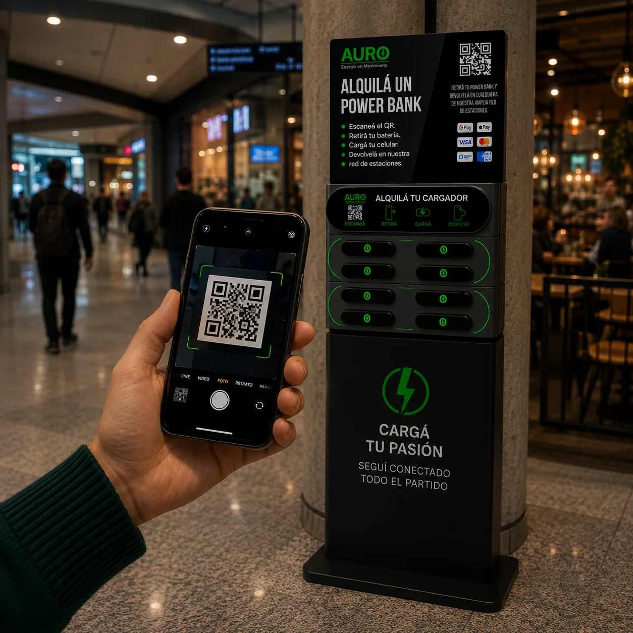 Confirmar el alquiler del powerbank AURO