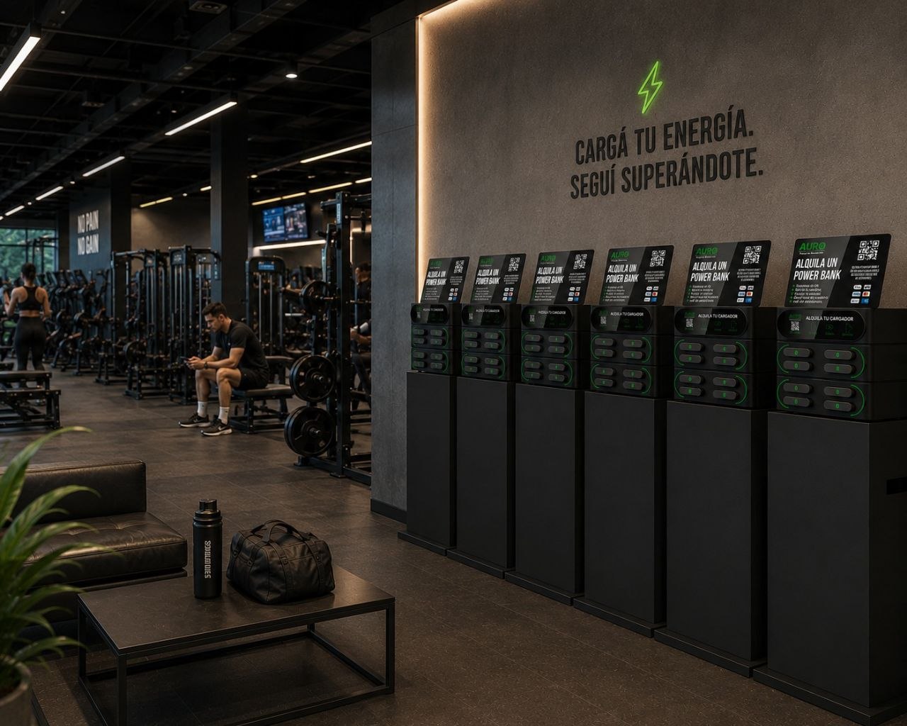 Estaciones AURO instaladas en un gimnasio